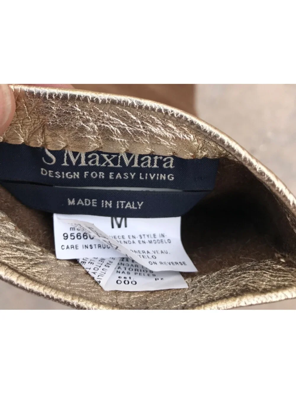 MaxMara Beige Double Lined Leather  Gloves  M 7.5, 19” Long Light Brown